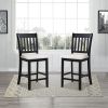Casual Seating Black Finish Chairs Set of 2 Rubberwood Transitional Slatted Back Design Dining Room Furniture Counter Chairs