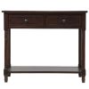 Console Table Traditional Design with Two Drawers and Bottom Shelf (Espresso)