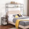 Queen Bed Frame with 2 Nightstands Headboards with Storage Cabinet, Headboard with Shelves