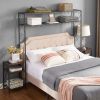 Queen Bed Frame with 2 Nightstands Headboards with Storage Cabinet, Headboard with Shelves