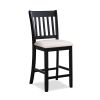 Casual Seating Black Finish Chairs Set of 2 Rubberwood Transitional Slatted Back Design Dining Room Furniture Counter Chairs
