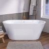 55 Inch Acrylic Freestanding Bathtub Contemporary Soaking White Tub with Overflow and Pop-up Drain Gloss White