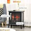 29" Electric Fireplace Heater, Freestanding Fire Place Stove with Realistic LED Log Flames and Overheating Safety Protection, 1400W, Black