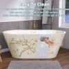 55 Inch Acrylic Freestanding Bathtub Contemporary Soaking White Tub with Overflow and Pop-up Drain Gloss White
