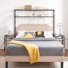 Queen Bed Frame with 2 Nightstands Headboards with Storage Cabinet, Headboard with Shelves