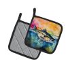 Striped Bass Pair of Pot Holders Kitchen Heat Resistant Pot Holders Sets Oven Hot Pads for Cooking Baking BBQ, 7 1/2 x 7 1/2