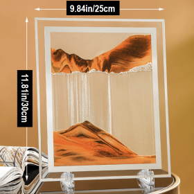 1pc; Dynamic Square Quicksand Painting; Romantic Gift; Quicksand Painting Decoration; Home Decoration; Office Desktop Decoration; Hourglass Dynamic Ar (Color: yellow, size: 11.81in/30cm)
