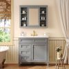 36'' Bathroom Vanity with Medicine Cabinet, Royal Blue Mirror Cabinet, Modern Bathroom Storage Cabinet with 2 Soft Closing Doors and 4 Drawers