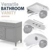 36'' Bathroom Vanity with Medicine Cabinet, Royal Blue Mirror Cabinet, Modern Bathroom Storage Cabinet with 2 Soft Closing Doors and 4 Drawers