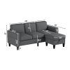 Best Choice Products Upholstered Sectional Sofa for Home, Apartment, Dorm, Bonus Room, Compact Spaces w/Chaise Lounge, 3-Seat, L-Shape Design