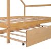 Full Size Wooden House Bed With Twin Size Trundle