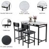 Kitchen Table Set, Dining Table and Chairs for 2, 3 Piece Dining Room Table Set with 2 Upholstered Chairs, Bar Dining Table Set for Small Spaces